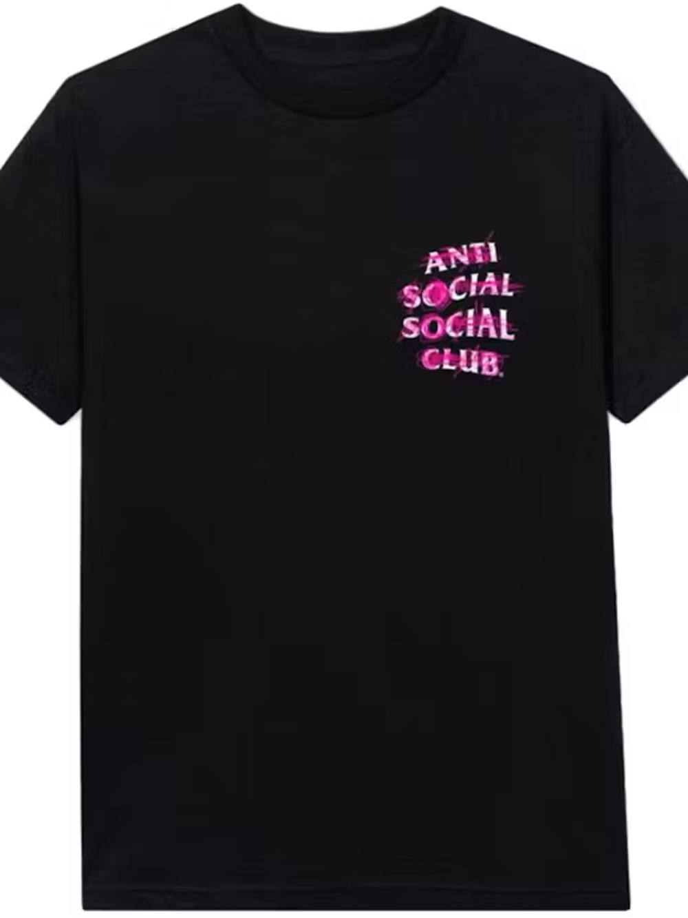 Anti Social Social Club Black Tee with Pink Marble Logo